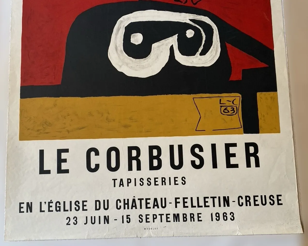 After restoration. Detail of the image and exhibition lettering.