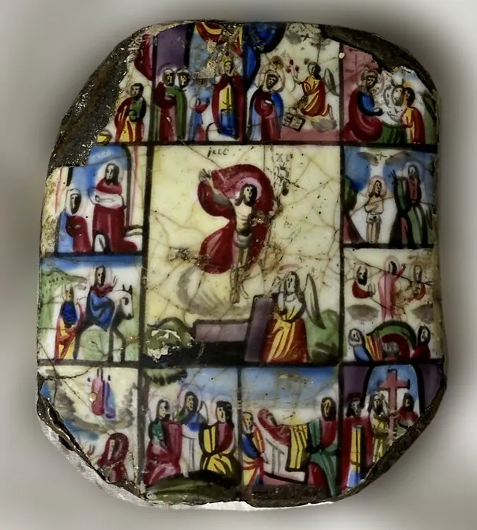 “The Resurrection of Christ” with border scenes of the feasts. Before restoration.